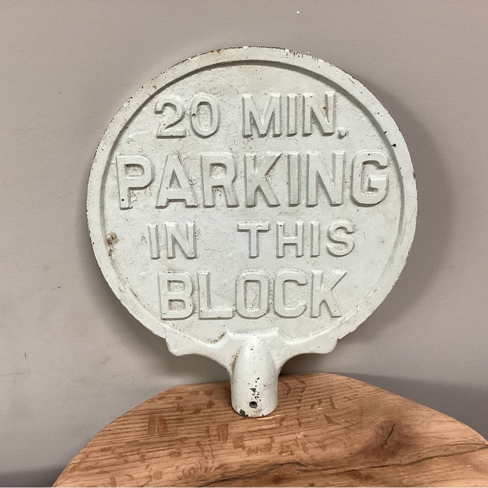 ⚫️ Vintage - Antique - Cast Aluminum “20 MIN. PARKING IN THIS BLOCK” Street Sign - Picture 3 of 14